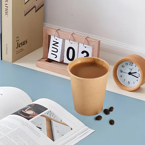 Miniatura 4 de SIUQ Paquete de 400 vasos de papel Kraft de 8 onzas, vasos de café de papel desechables sin blanquear, tazas gruesas para bebidas calientes/frías