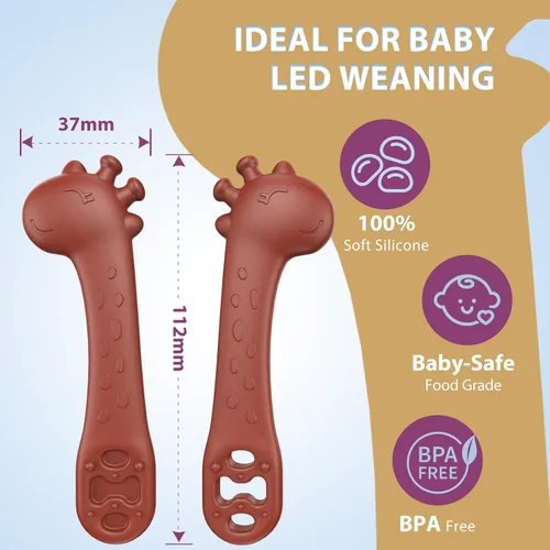 Miniatura 2 de akolik Cucharas para bebé, suministros de destete LED para recién nacidos, cucharas de silicona para masticar bebés, utensilios para hacer puré