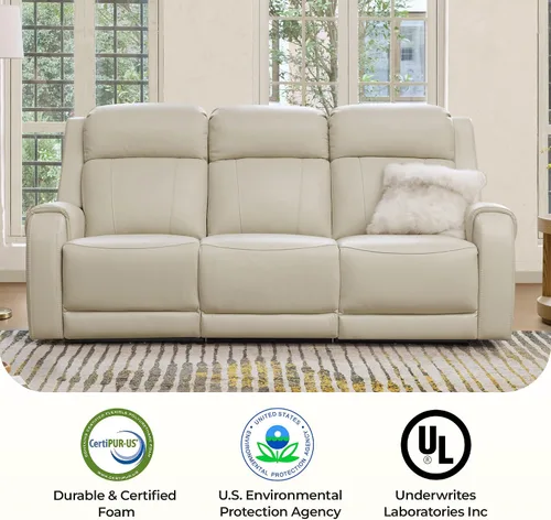 Miniatura 6 de CHITA Sofá reclinable eléctrico de piel auténtica, sofá reclinable con reposacabezas eléctrico, doble motor, puertos de carga USB, sofá reclinable