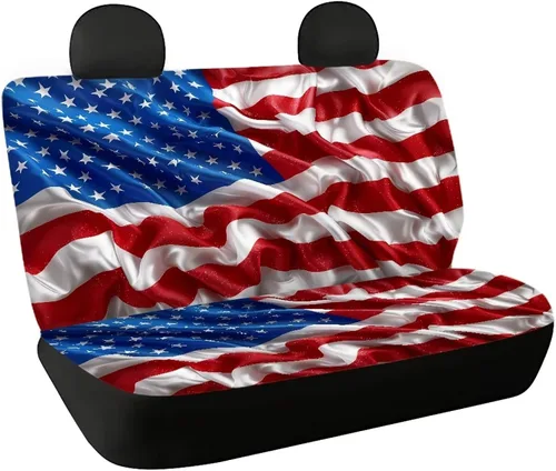Miniatura 36 de AFPANQZ Funda protectora para asiento trasero de automóvil, con bandera patriótica estadounidense, solo para asiento trasero de automóvil, camión