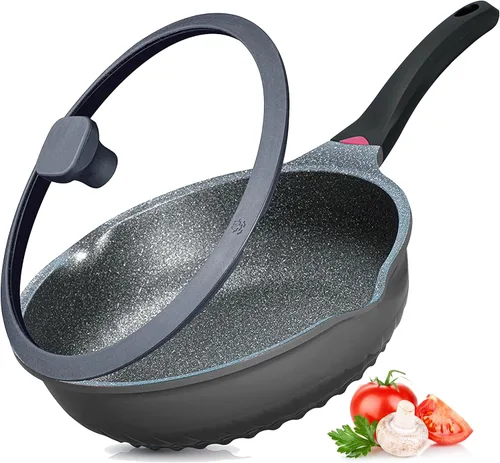 Miniatura 9 de Vinchef Juego de ollas y sartenes, juego de utensilios de cocina antiadherentes para inducción de 12 piezas con asas que se mantienen frías