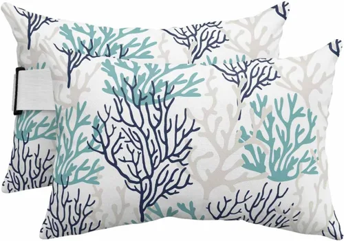 Miniatura 8 de PIEPLE Blue Flower - Almohada rectangular para reposacabezas para exteriores e interiores, 11 x 16 pulgadas, relleno de poliéster, impermeable