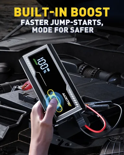 Miniatura 3 de AUXITO Arrancador de batería portátil de 8000 A con pantalla LCD grande, cable de salto con abrazaderas inteligentes, banco de energía, linterna