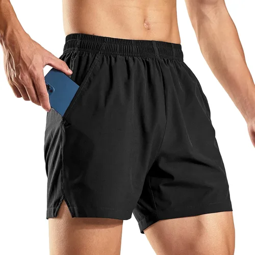 Haimont Pantalones cortos deportivos de 5 pulgadas para hombre, con bolsillos, resistentes al agua, ligeros, de secado rápido, pantalones cortos de