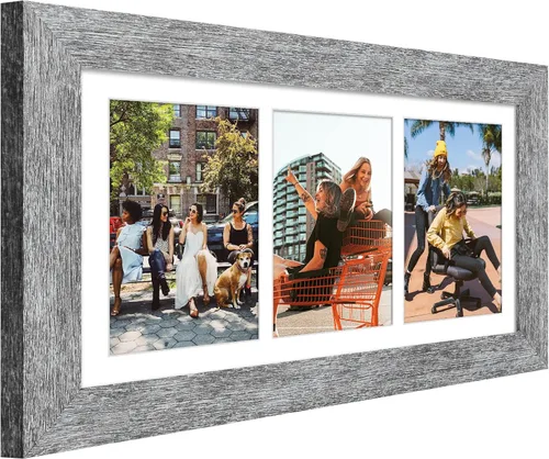 Miniatura 604 de Marcos de Fotos Collage de 13.5X15.5 con 7 Aberturas para Fotos de 4X6, Marco de Fotos Múltiples con Paspartú para Decoración de Pared, Grano