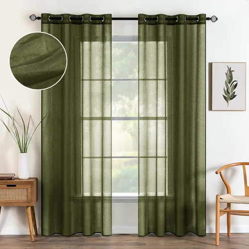 Miniatura 25 de MIULEE - Cortinas transparentes para ventana (2 paneles). Cortinas elegantes., Poliéster & Mezcla de poliéster, Blanco