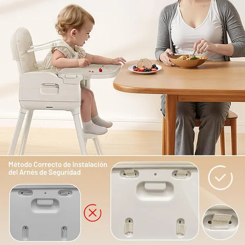 Miniatura 7 de Obee Odee Silla Alta Portátil 3 en 1 para Bebés y Niños Pequeños, Silla Alta Plegable Convertible Fácil de Limpiar para Infantes con Patas Beige