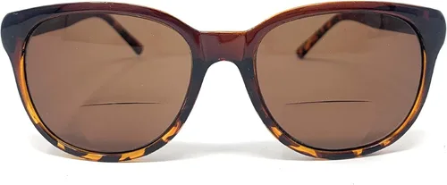 The Paris - Lentes de sol bifocales de lectura redondos, diseño de mariposa para mujer Tortuga marrón con ámbar