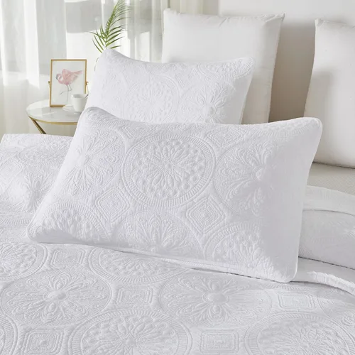 Miniatura 4 de Brandream Juego de Ropa de Cama Acolchado con Medallón de Lujo Tamaño King de Algodón Estilo Granja Juego de Edredón Tamaño Queen Colcha Matelassé