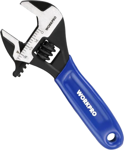 Miniatura 9 de WORKPRO Llave ajustable mini de 4 pulgadas, llave de mandíbula ancha de acero Cr-V con óxido negro para tuercas pequeñas, escalas métricas y SAE