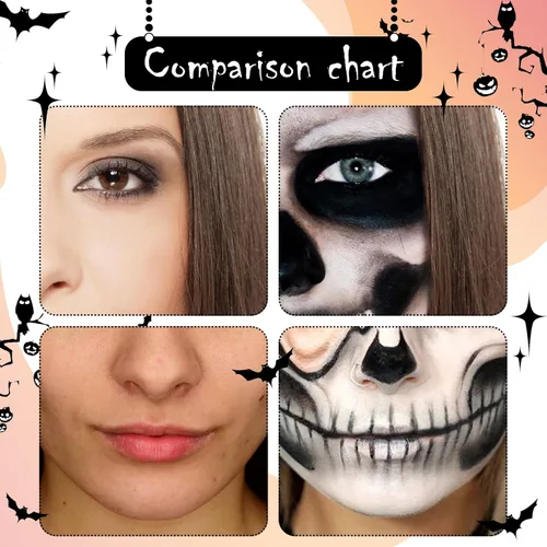 Miniatura 4 de Pintura facial blanca, pintura facial negra, kit de maquillaje SFX para Halloween, cosplay, pintura corporal no tóxica, kits de pintura facial con 2