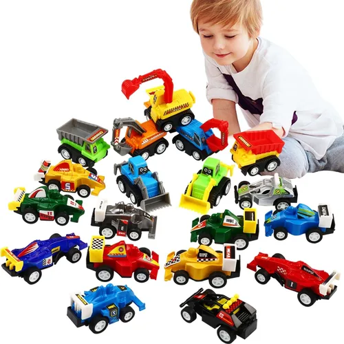 Miniatura 6 de Juego de 20 piezas surtidas de mini camión de juguete y auto de carreras, juego de vehículos de construcción para niños, regalos de fiesta