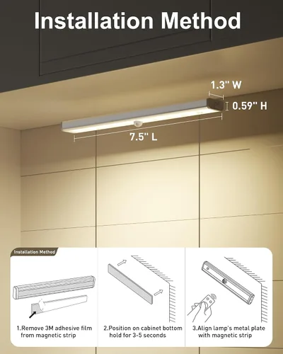 Miniatura 7 de SZOKLED Luces para debajo del gabinete, 20 luces LED recargables para debajo del gabinete, barra de luces LED remotas para armario, luces debajo