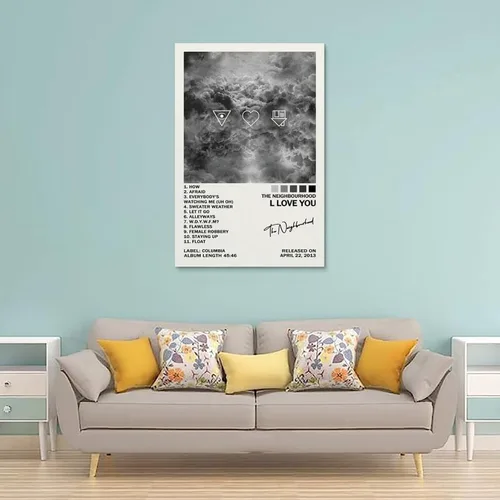 Miniatura 2 de UTOYA Póster con texto en inglés «The Neighbourhood I Love You» (I Love You), pintura decorativa en lienzo para dormitorio, 12 x 18 pulgadas