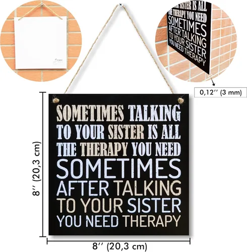 Miniatura 2 de CARISPIBET Sometimes talking to your sister divertido letrero decorativo decoraciones saludables, regalos novedosos, adornos colgantes de 8 x 8