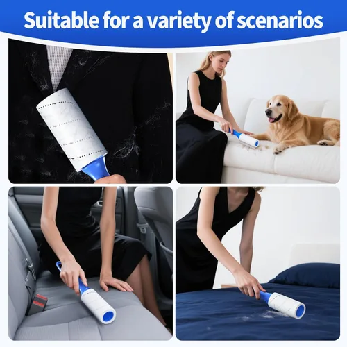 Miniatura 5 de Rodillos de pelusa para pelo de mascotas, rodillo extra pegajoso resistente para perros y gatos, removedor para sofá, ropa, muebles, muebles