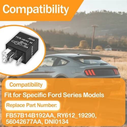 Miniatura 5 de Relé F57B14B192AA (juego de 2) 10A/20A 12VCC 5 pines, repuesto para F57B 14B192 AA, RY612, 965453041, F5TZ-14N089-B, F5TZ14N089BA - Compatible