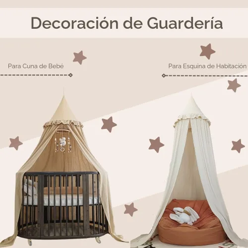Miniatura 5 de Wonder Space Dosel para cama infantil con volantes, color pastel neutro para niños y niñas, tienda de algodón con volantes para habitación de bebé