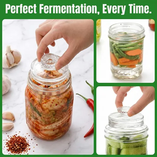Miniatura 8 de Cedilis Paquete de 9 pesos de fermentación de vidrio con asas de fácil agarre, kit de tapas de fermentación de vidrio pesado para tarros Mason