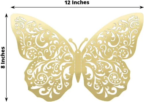 Miniatura 3 de Efavormart - Paquete de 10 calcomanías de pared de mariposa 3D grandes de lámina dorada metálica, mantel individual con cargador de papel