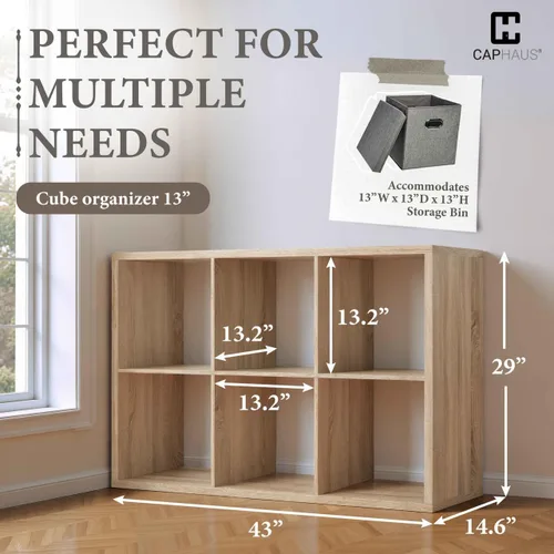 Miniatura 3 de CAPHAUS Estante organizador de almacenamiento de 13 pulgadas, con borde exterior extragrueso, divisor de estante de almacenamiento abierto, Roble
