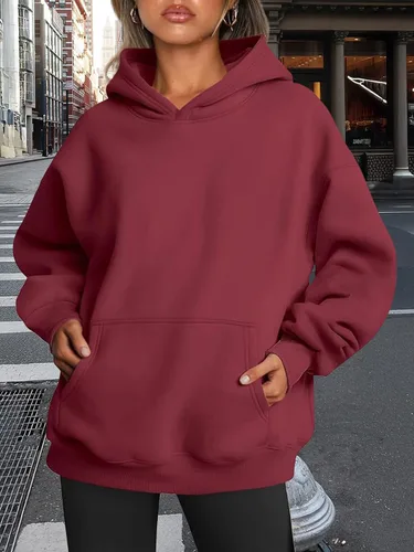 Miniatura 126 de Trendy Queen - Sudaderas extragrandes con capucha para mujer, suéteres de manga larga, sin botones, de vellón, de otoño, ropa de invierno
