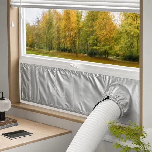 Kit de sellado de ventana plateado para aire acondicionado portátil - 【30% aislamiento térmico universal】: kit de sellado de ventilación de ventana