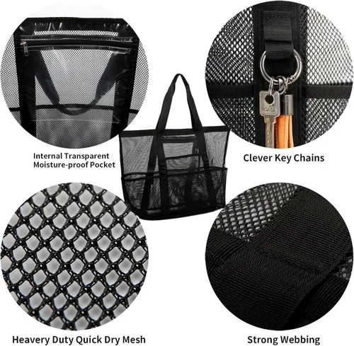 Miniatura 5 de Bolsas grandes de malla para juguetes de arena, viajes familiares, comestibles, compras reutilizables