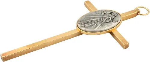 Miniatura 2 de Pequeña cruz metálica de pared, 4.5 pulgadas de alto, gran regalo católico para bautismo, primera comunión y confirmación, decoración cristiana