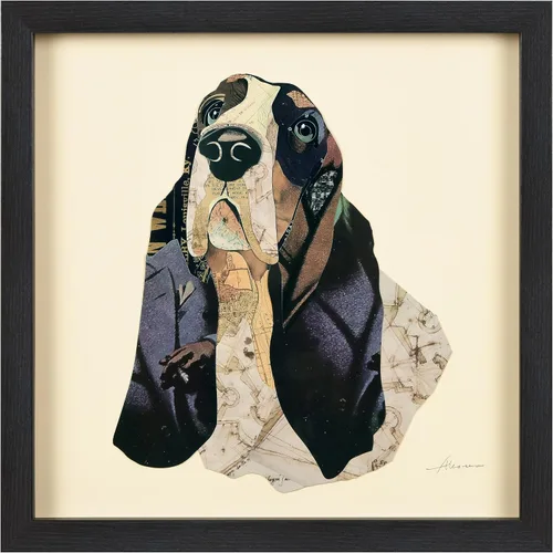 Miniatura 21 de Empire Art Direct Alex Zeng - Papel gráfico enmarcado con collage dimensional de bulldog francés bajo vidrio, listo para colgar, 17 x 17 pulgadas