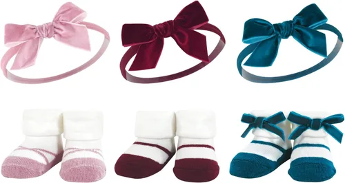 Miniatura 32 de Hudson Baby Conjunto de regalo de diadema y calcetines para niña Flor azul marino rosa