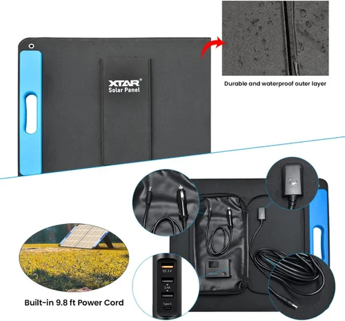 Miniatura 6 de XTAR Panel solar SP100 de 100 W, panel solar portátil de energía solar, panel solar plegable con cargador independiente, panel de energía solar
