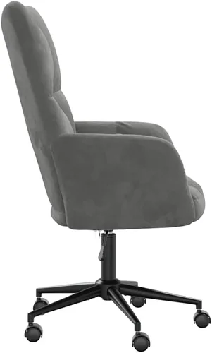 Miniatura 5 de Velvet Swivel Office Chair, Charcoal Grey Adjustable Height Desk Chair with Padded Arms, Comfortable Home Work Chair for Small Spaces, Sturdy Metal