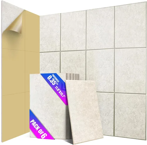 Miniatura 12 de Paquete de 6 paneles acústicos de pared con autoadhesivo, espuma de alta densidad absorbente de sonido de 11.8 x 15.7 pulgadas, paneles acústicos