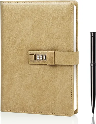 Miniatura 13 de WEMATE Diario con Cerradura, Diario A5 de Cuero PU con Cerradura 240 Páginas, Diario de Cerraduras Vintage, Cuaderno de Contraseña con Bolígrafo