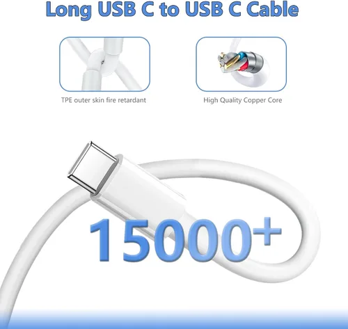 Miniatura 4 de Cargador de carga rápida de 10 pies para iPhone 17, 16, 15, cable largo USB C a C con bloque de carga rápida de teléfono tipo C de 20 W para iPhone
