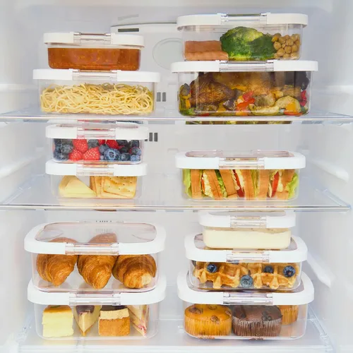 Miniatura 9 de Felli Duo Loc Deli - Contenedores de carne deli para refrigerador con tapas herméticas, organizador de refrigerador apilable para almacenamiento