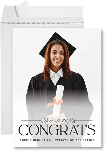 Miniatura 20 de Andaz Press Tarjeta fotográfica de graduación jumbo personalizada de 8.5 x 11 pulgadas con sobre, tarjeta de felicitación personalizada de clase