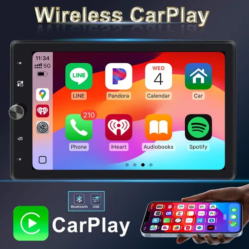 Miniatura 3 de Radio DIN única de 10.4 pulgadas inalámbrica Apple CarPlay con pantalla táctil IPS HD 1280 x 800 giratoria, radio para automóvil Android Auto