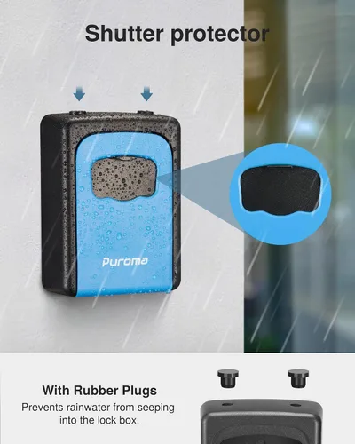 Miniatura 7 de Puroma Caja de Seguridad, Caja de Seguridad Grande con Llave, Código de Combinación Reiniciable, Caja de Seguridad Portátil para Montaje en Pared