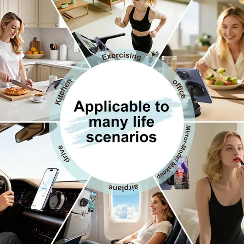 Miniatura 9 de Soporte magnético para teléfono de automóvil para tablero y parabrisas, fuerte succión e imán N52, soporte manos libres ajustable de 360° compatible