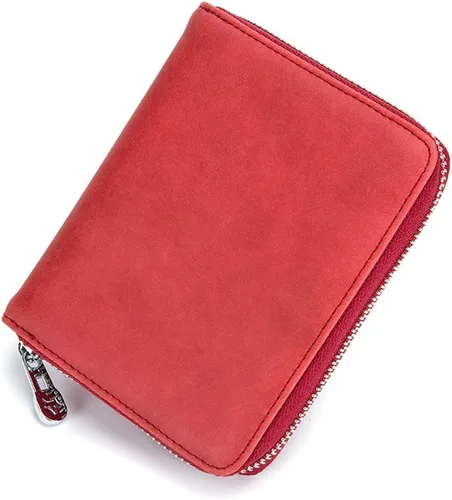 Miniatura 21 de boshiho Cartera con bloqueo RFID de 24 ranuras para tarjetas de crédito, de piel auténtica, organizador de múltiples tarjetas, con cremallera