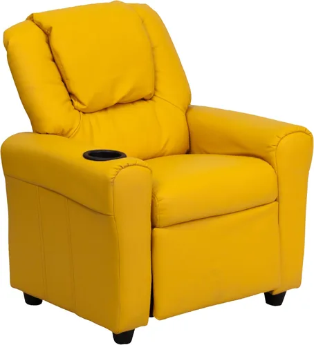 Miniatura 21 de Flash Furniture - Sillón reclinable contemporáneo para niños, color beige vinilo con base para vasos y reposacabezas