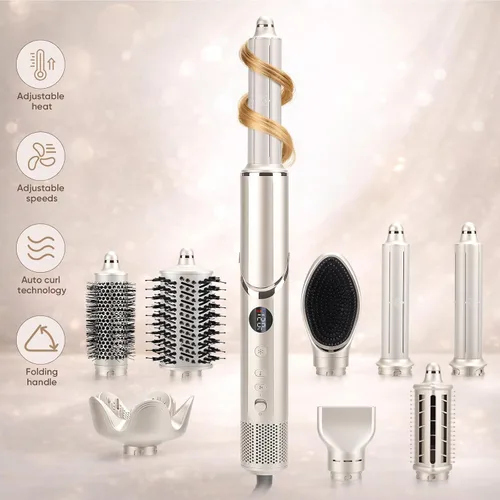 Miniatura 2 de Cepillo secador de pelo 8 en 1 con rizador de envoltura automática, rizador de 1.25 pulgadas, secado rápido, plegable, 110,000 rpm, para mujeres