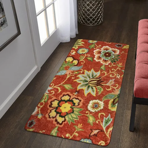 Miniatura 51 de Lahome - Tapete floral con estampado de cachemira, lavable, antideslizante, pequeño, anti-manchas, suave, para baño, entrada, dormitorio, Negro