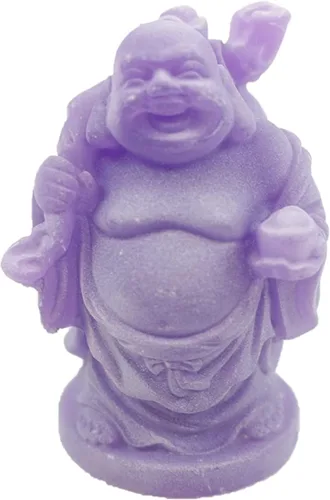 Miniatura 5 de Feng Shui - Juego de 6 figuras de Buda moradas de 3 pulgadas, color marfil, con cara feliz que brilla en la oscuridad, estatua de cristal verde