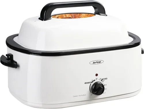 Miniatura 19 de Sunvivi Horno Asador Eléctrico de 26 Cuartos de Galón para Pavo con Tapa, Asadores Eléctricos con Bandeja Extraíble, Asador Grande, Tapa Visible