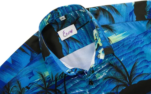 Miniatura 4 de EUOW - Camisa hawaiana de manga corta para hombre, con botones, de verano, para playa