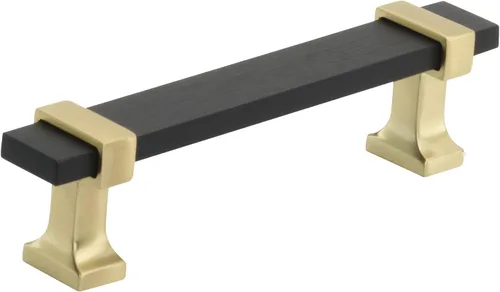 Miniatura 9 de Amerock Mango de gabinete Cromo negro/Oro cepillado 3-3/4 pulgadas (96 mm) de centro a centro Overton paquete de 1 unidad Jaladera