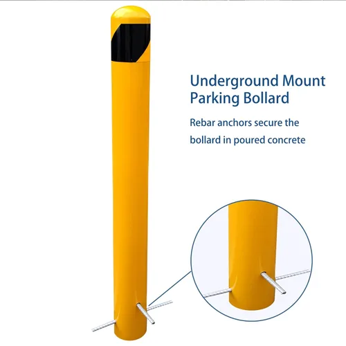 Miniatura 4 de poste de bolardo de acero para verter en su lugar de 46", bolardo de seguridad de 4-1/2" de diámetro exterior recubierto de polvo amarillo, bolardo